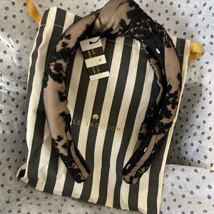 JET CHANTILLY FLORAL LACE KNOTTED HEADBAND